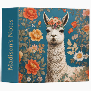 Cute Llama William Morris Inspired Floral Binder