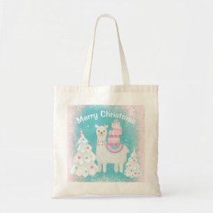 Cute Llama with Christmas Gifts Tote Bag