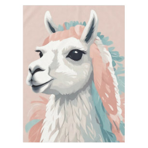 Cute Llama with Colorful Fur on its Head Tablecloth