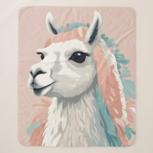 Cute Llama with Colourful Fur on its Head Sherpa Blanket