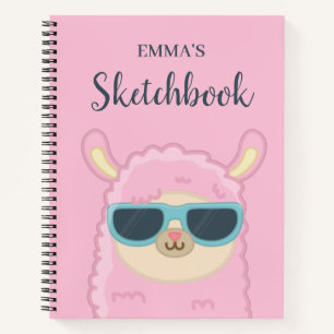 Cute Llama With Glasses Personalized Kids  Notebook