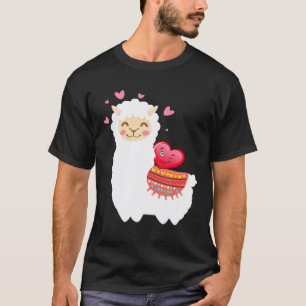Cute Llama With Hearts Valentines Day T-Shirt