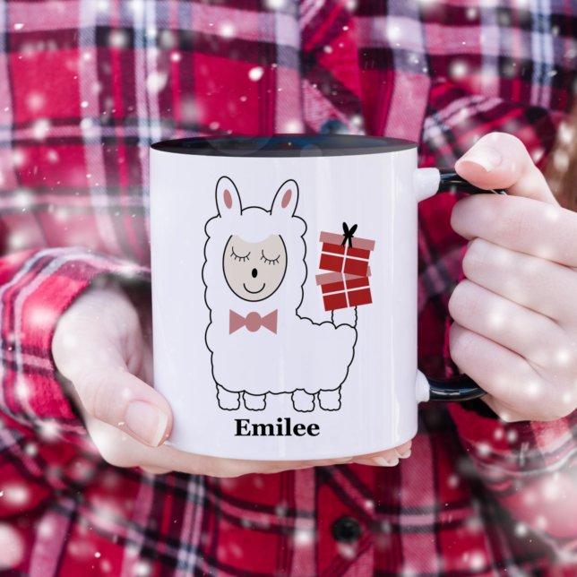 Cute Llama with red presents Christmas Mug (Creator Uploaded)