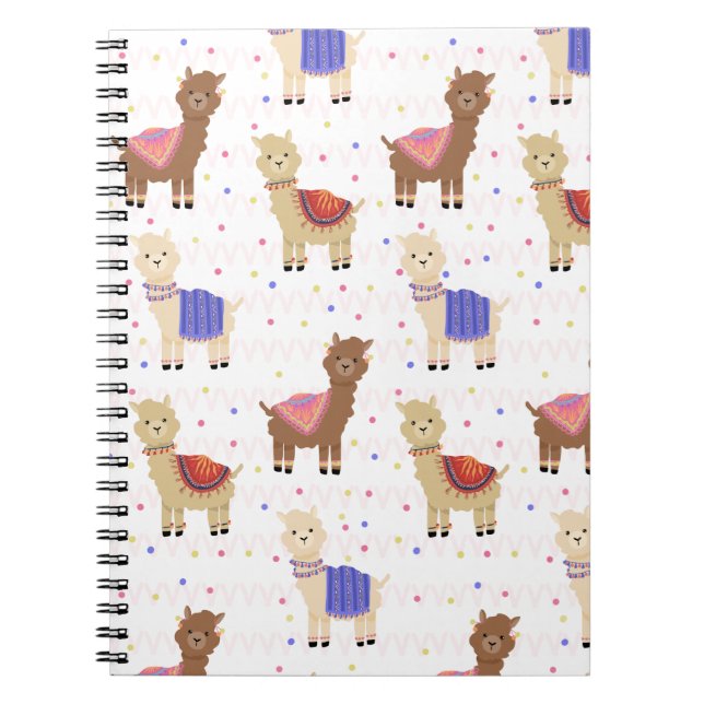 Cute Llamas Alpacas Peruvian Animal Colourful Notebook (Front)