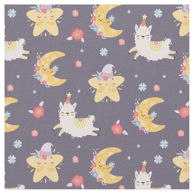 Cute Llamas Fabric (Close Up)