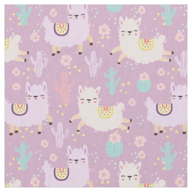 Cute Llamas Fabric (Close Up)