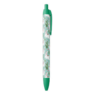 Cute Llamas On Teal Pattern Black Ink Pen