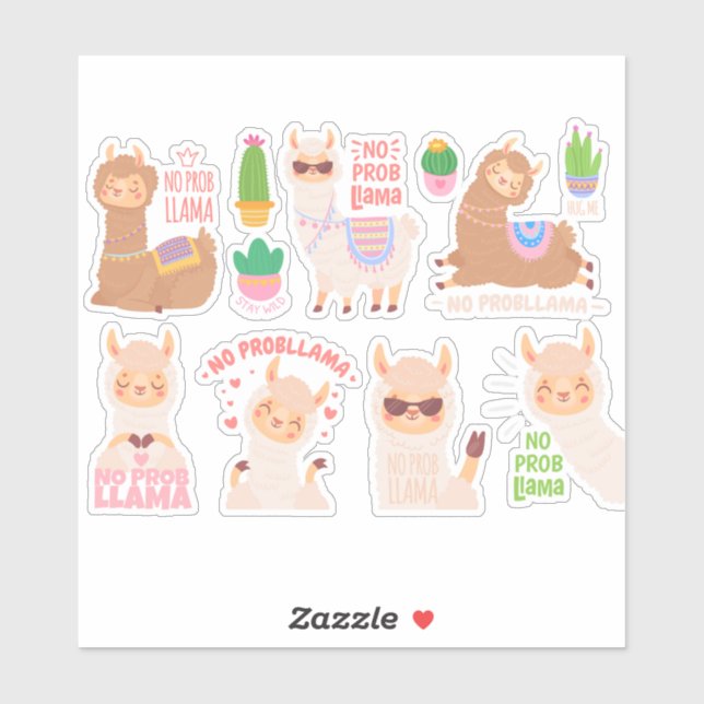 Cute Llamas Sticker (Sheet)