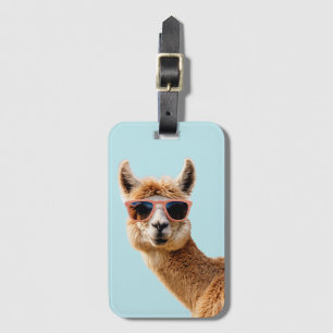 Cute Lllama With Sunglasses On Luggage Tag