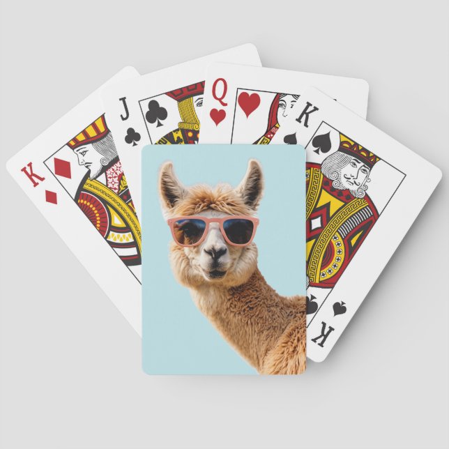 Cute Lllama With Sunglasses On Playing Cards (Back)