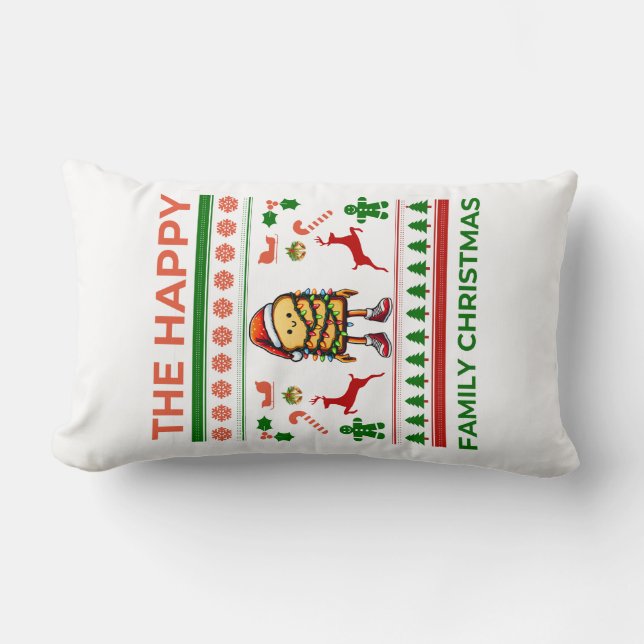 Cute Loaf Bread Baking Bread Baker Christmas Hat Lumbar Pillow (Front)
