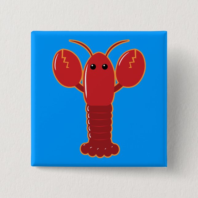 Cute Lobster 2 Inch Square Button (Front)