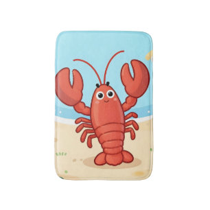 Cute lobster at the beach bath mat