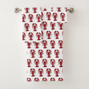 Cute lobster cottage beach hand towel set