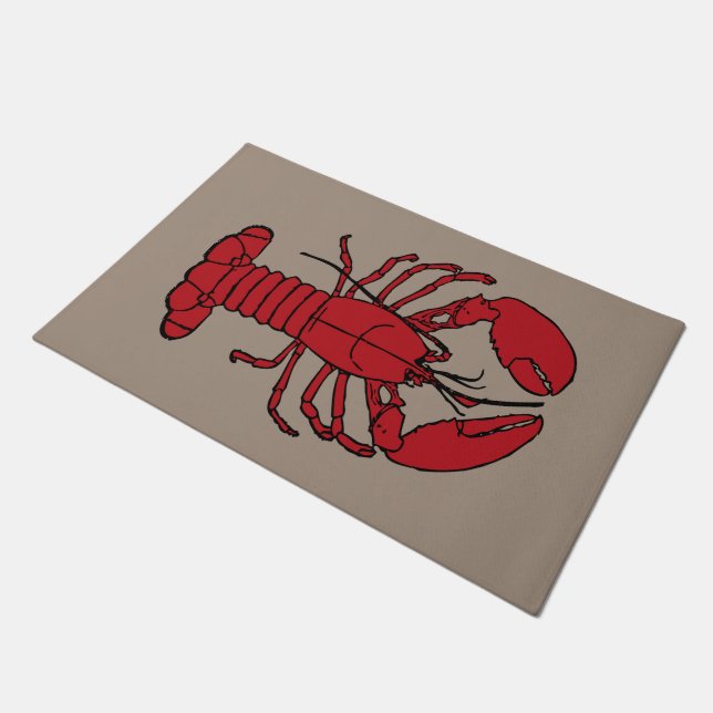 Cute Lobster Nautical beach   welcome mat (Angled)