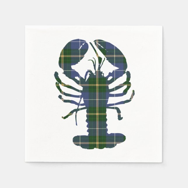 Cute Lobster tartan Nautical beach paper napkins (Front)