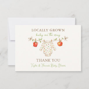 Cute Locally Grown Baby Shower Thank You Card
