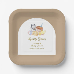 Cute Locally Grown Farm Chicken Mouse Baby Shower Paper Plate