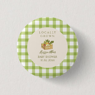 Cute Locally Grown Farmer's Veggies Baby Shower 1 Inch Round Button