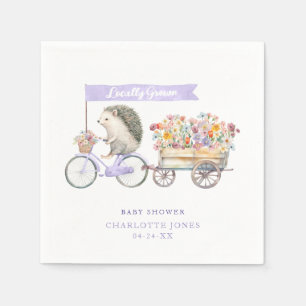 Cute Locally Grown Florals & Hedgehog Baby Shower Napkin