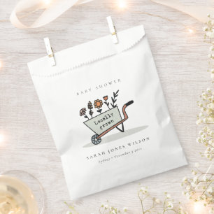 Cute Locally Grown Grey Floral Cart Baby Shower Favour Bag