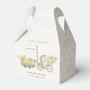 Cute Locally Grown Hedgehog Flora Bike Baby Shower Favor Box