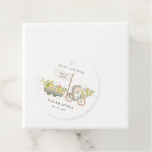 Cute Locally Grown Hedgehog Flora Bike Baby Shower Favour Tags