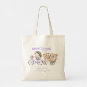 Cute Locally Grown Hedgehog & Florals Baby Shower Tote Bag