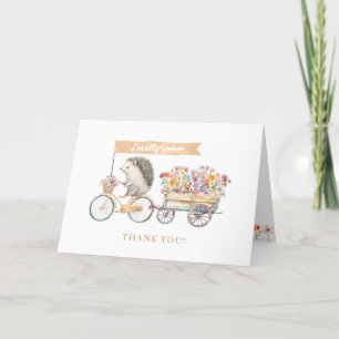 Cute Locally Grown Hedgehog Spring Baby Shower Thank You Card