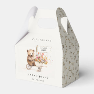 Cute Locally Grown Teddy Floral Cart Baby Shower Favor Box