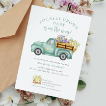 Cute Locally Grown watercolor Neutral Baby Shower