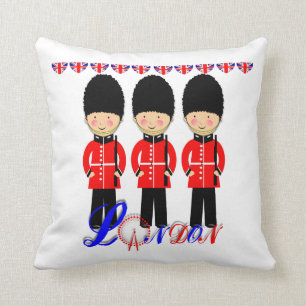 Cute London Guards Themed Design Throw Pillow