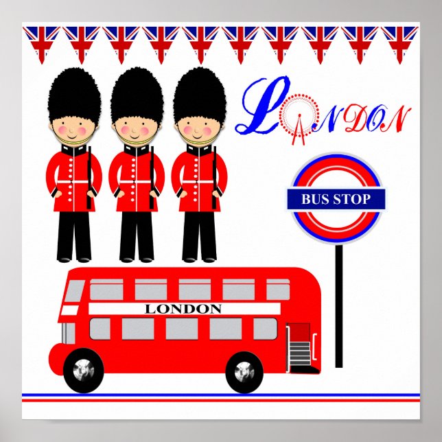 Cute LondonThemed Kids Picture Poster (Front)