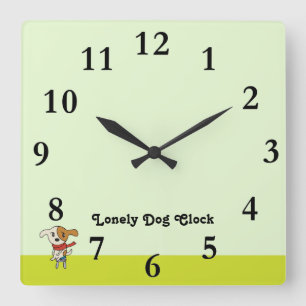 Cute Lonely Dog Clock! Square Wall Clock