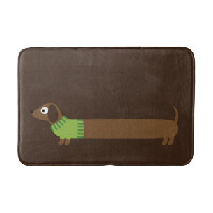 Cute Long Dachshund Illustration Bath Mat