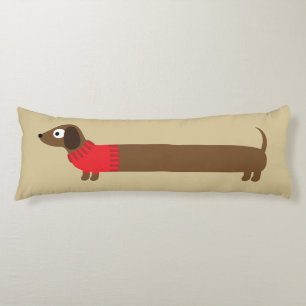 Cute Long Dachshund Illustration Body Pillow