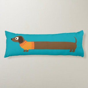 Cute Long Dachshund Illustration Body Pillow
