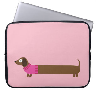 Cute Long Dachshund Illustration Laptop Sleeve