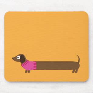 Cute Long Dachshund Illustration Mouse Pad