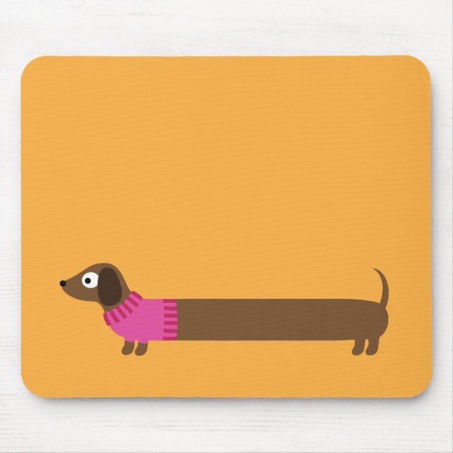 Cute Long Dachshund Illustration Mouse Pad (Front)