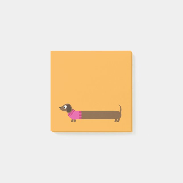 Cute Long Dachshund Illustration Post-it Notes (Front)