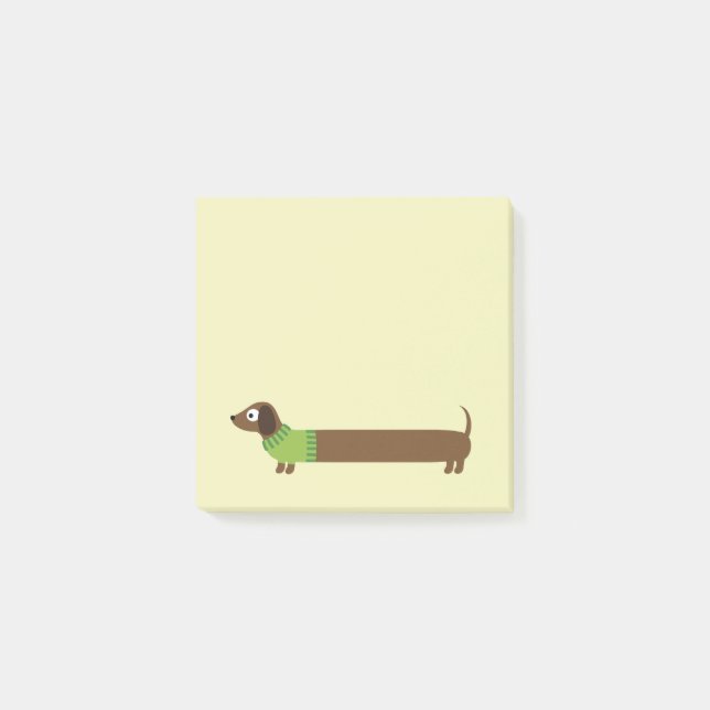 Cute Long Dachshund Illustration Post-it Notes (Front)