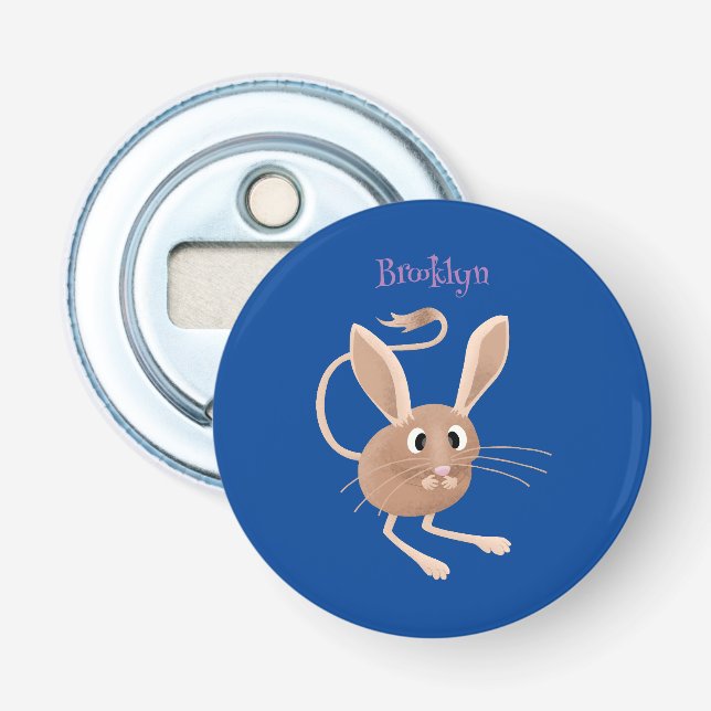 Cute long eared jerboa cartoon illustration bottle opener (Front)