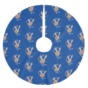 Cute long eared jerboa cartoon illustration brushed polyester tree skirt