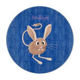 Cute long eared jerboa cartoon illustration cutting board