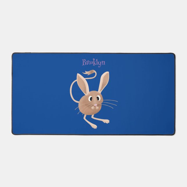 Cute long eared jerboa cartoon illustration desk mat (Front)