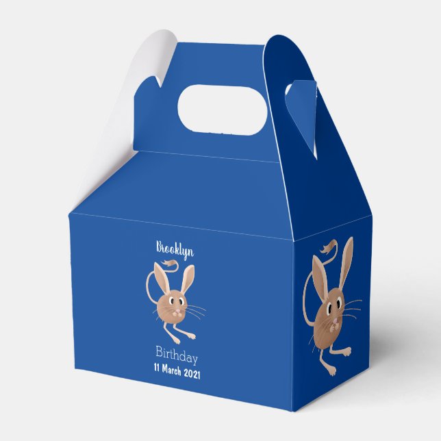 Cute long eared jerboa cartoon illustration favor box (Front Side)