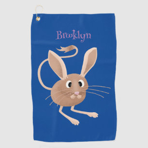Cute long eared jerboa cartoon illustration golf towel
