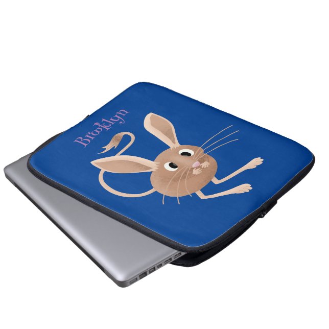 Cute long eared jerboa cartoon illustration laptop sleeve (Front Bottom)