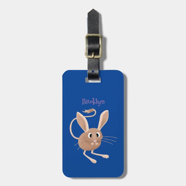 Cute long eared jerboa cartoon illustration luggage tag (Front Vertical)